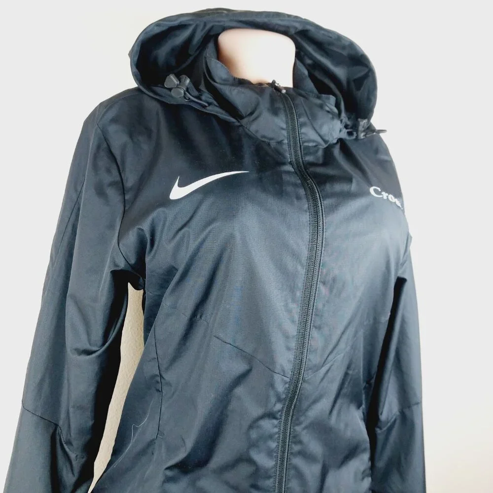 Nike Women's Black Shield Hooded Outdoor Trail Long Windbreaker Jacket Size M - Picture 9 of 14